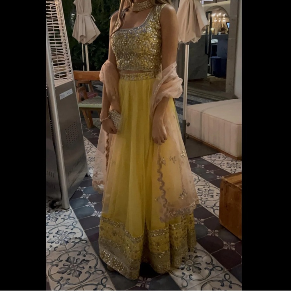 Elegant Yellow and Pink Maxi Dress
